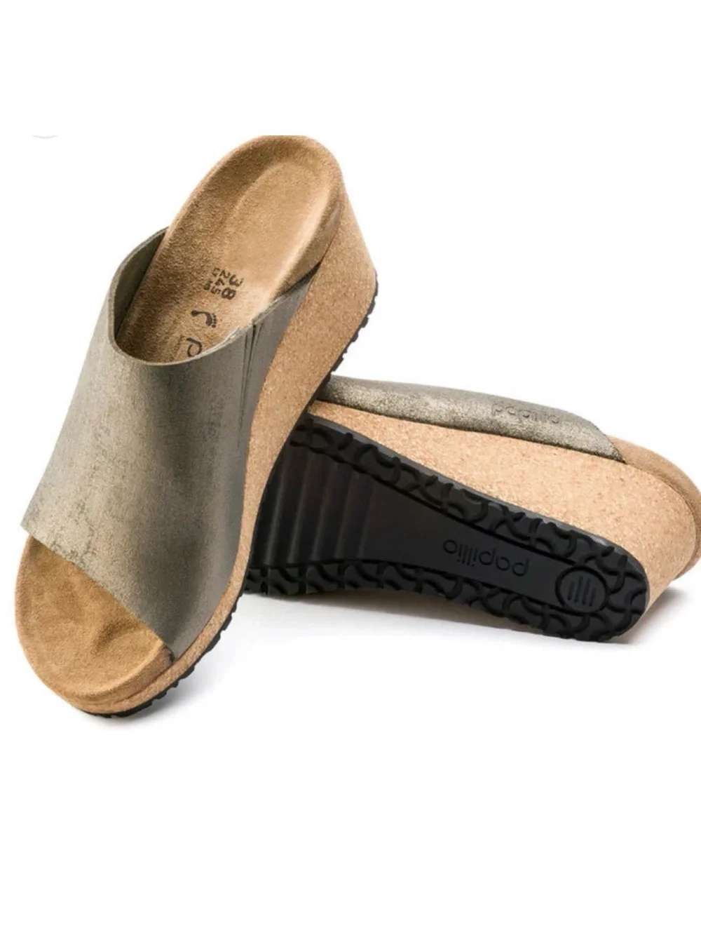 Birkenstock Papillio Namica Washed Metallic Wedge Slide Sandals Sz 38/7-7.5